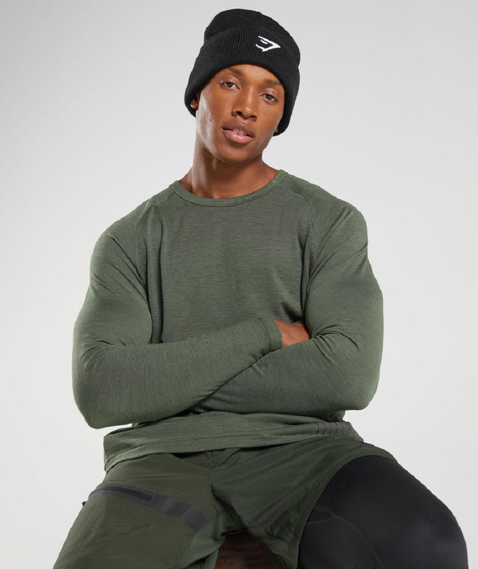 Long Sleeve Gymshark Retake Seamless Hombre Verde Oliva | CO 3494BEX